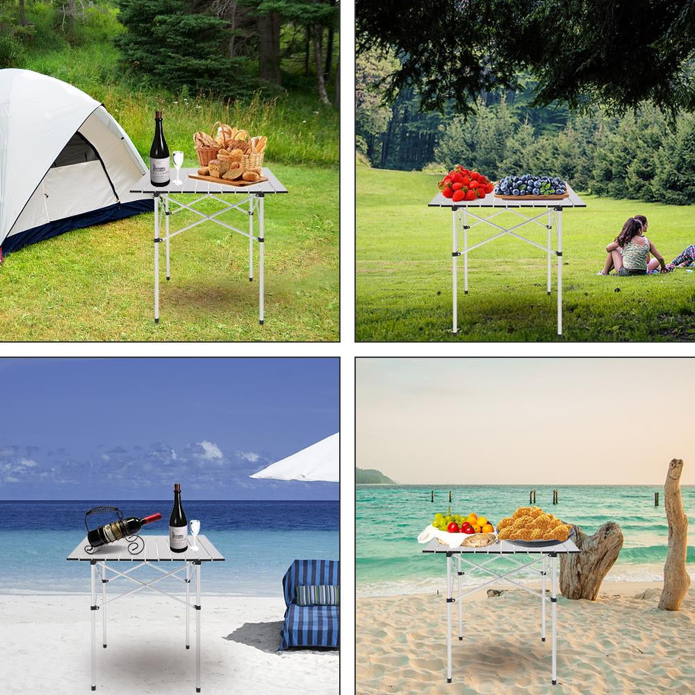 Zimtown Outdoor 27" Aluminum RollUp Portable Camping Picnic Table w