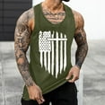 thumbnail image 2 of TOWED22 Men's American Flag Print Tank Tops Summer Fashion Casual Graphic Sleeveless Shirts Muscle Gym Patriotic Vest Top(Army Green,XXL), 2 of 4