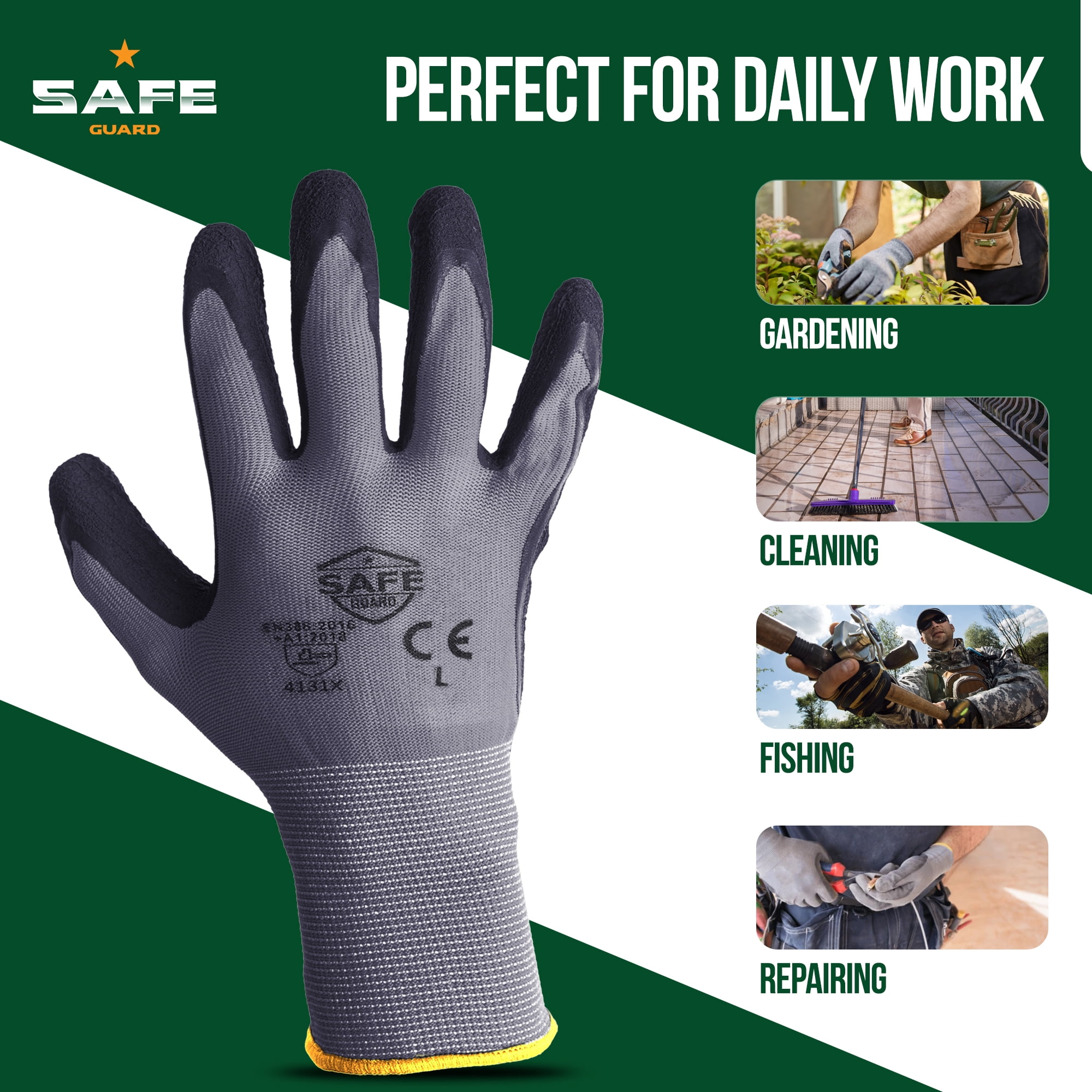 Safe Guard Nitrile Coated Nylon Work Gloves