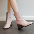 thumbnail image 2 of NECHOLOGY Zapatos Botines de mujer Botas De Mujer De Tela con Punta Cuadrada Y Tacón Y Grueso con Bloques De Color Y Patrón Múltiple Botas De Media De Tamaño Botas Al Tobillo (Pink 8.5), 2 of 7