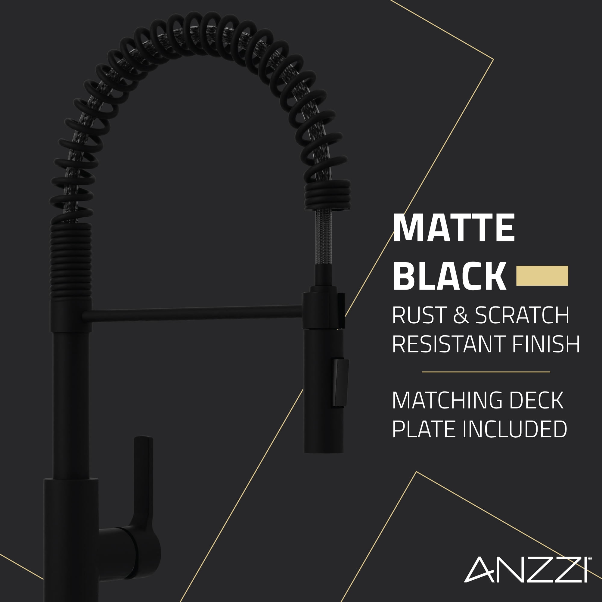 Anzzi Ola Hands Free Touchless 1-Handle Pull-Down Sprayer Kitchen Faucet in Matte Black