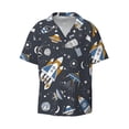 thumbnail image 5 of Picia Space Cars Men's Linen Shirts Short Sleeve Cuban Beach Shirts Casual Shirts Button Down Shirt for Men Beach Summer Wedding Shirt-Medium, 5 of 7