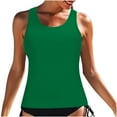 thumbnail image 2 of Brilliant Swimsuit Women Tankini Plus Size Women Solid Color High Neck Tops Bathing Suit Tops for Tank Tops Swimsuits Green S, 2 of 7