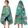 thumbnail image 3 of German Shepherd Dog and Flower Hooded Bath Towel，50"x30" for Ages 3 To 12 Kids, Quick Dry Lightweight Soft Microfiber Hood Beach Towel Cover Up for Kids, 3 of 7