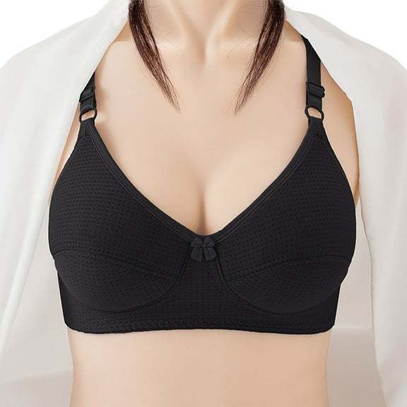 Yuwull Womens Bras Women's Sexy Comfortable Soft Solid Color Front Open Button Underwear Large Size Bra Secondary Breast