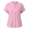 thumbnail image 4 of Ruimatai Womens Mandarin Collar Button Front Short Sleeve Blouse Casual Loose Fit Tops for Daily Wear Office Vacation, 4 of 8