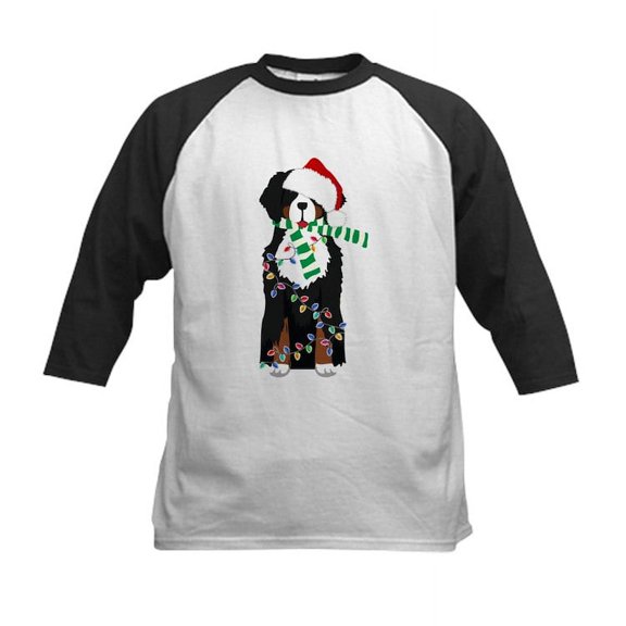 CafePress - Christmas Bernese Mt Holiday Dog Baseball Jersey - Kids Cotton Baseball Jersey, 3/4 Sleeve Shirt