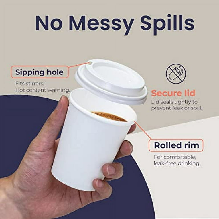 [100 Pack] 4 Oz Disposable White Paper Cups with Lids- On the Go Hot and  Cold Beverage All-Purpose Sampling Portion Cup for Coffee, Espresso,  Cortado