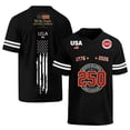 thumbnail image 3 of Evdexr Mens 250th Anniversary Shirts Short Sleeve Crew Neck Independence Day Graphic Tees American Flag Red White Blue Liberty 4th July Shirt Black S, 3 of 5