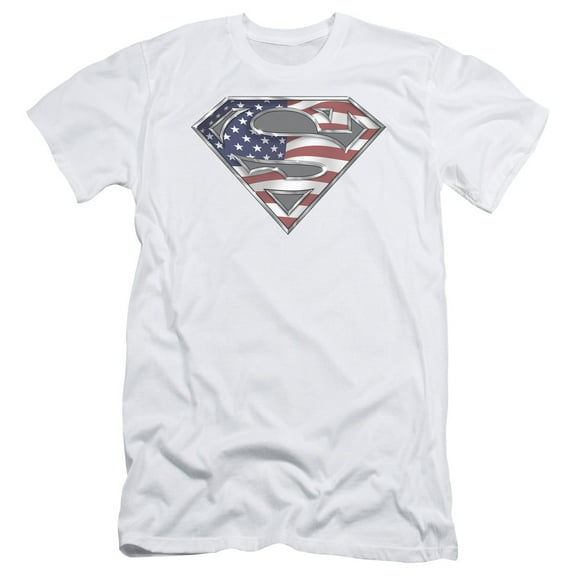 Superman All American Shield Adult 30/1 T-Shirt White