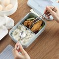 thumbnail image 2 of Caja Bento a prueba de fugas para adultos con fiambrera de 3 compartimentos para niños con cuchara y Tomshoo  Caja Bento, 2 of 7
