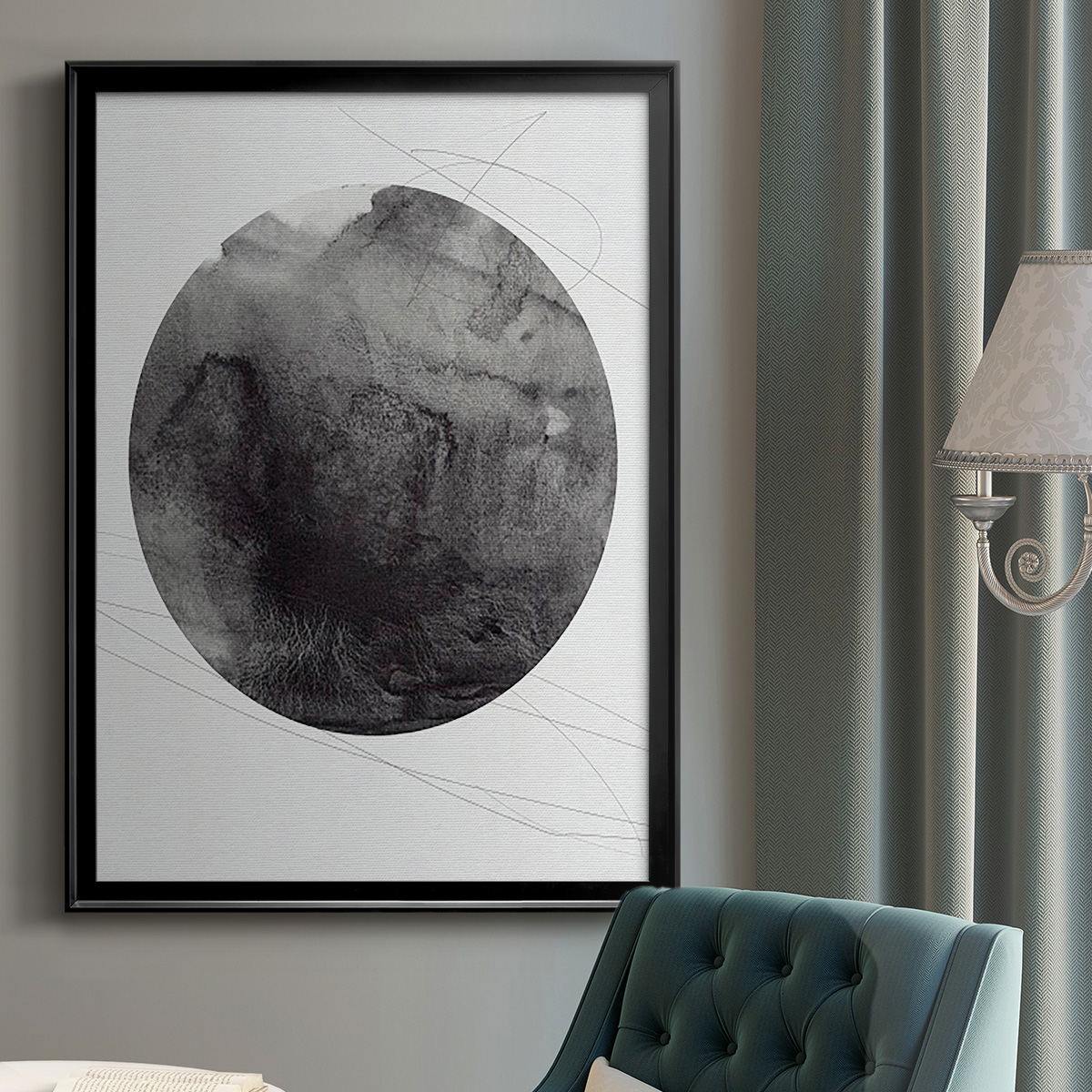 Graphite Moon I Premium Framed Print, in Gold, Black, or Silver - Ready to Hang