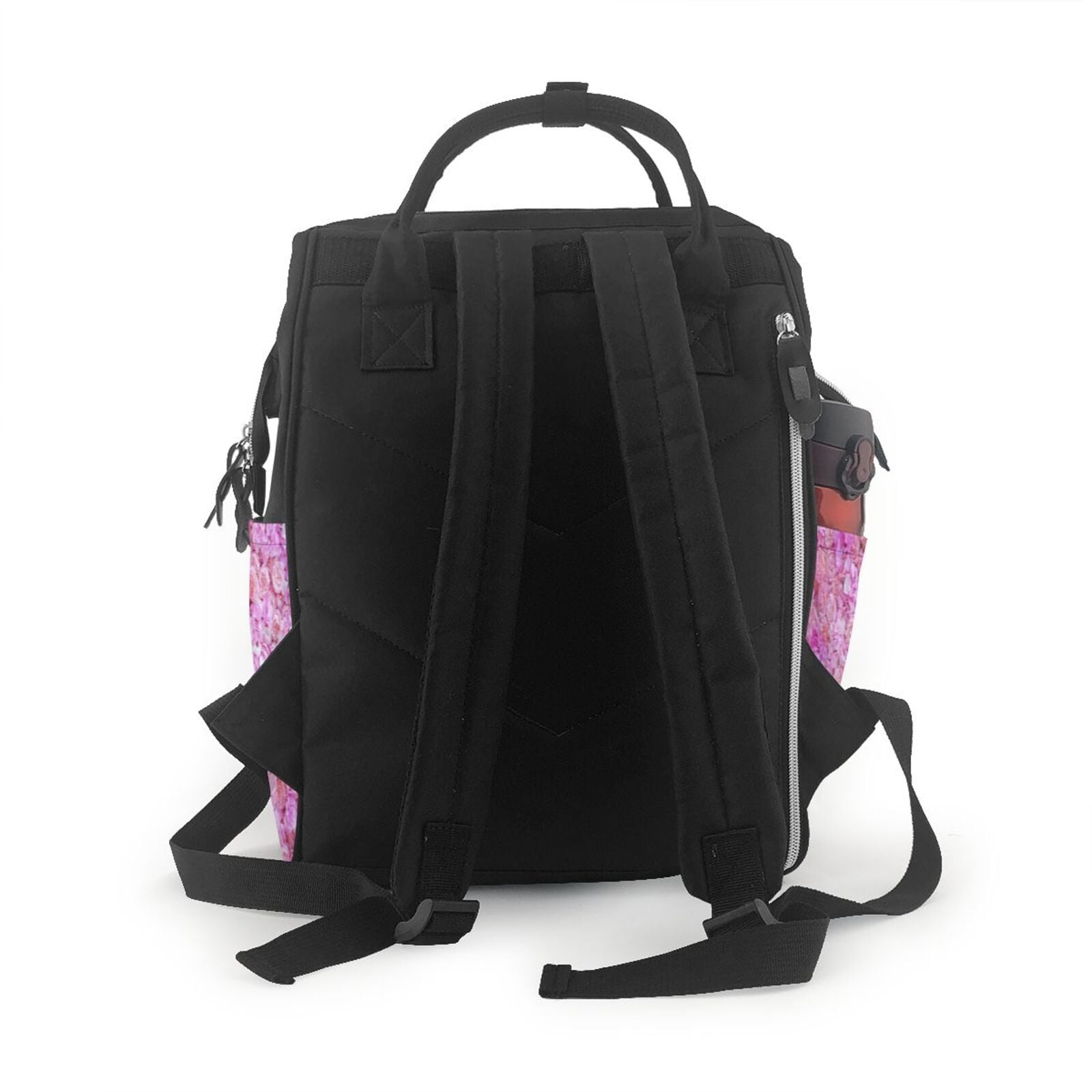 Fuzoiu Pink Roses Print Diaper Bag Backpack,Baby Essentials Travel Tote,Multi function Waterproof Diaper Bag, Travel Essentials Baby Bag - Unisex