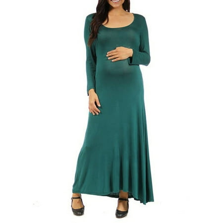 Women's Maternity Long Sleeve Scoop Neck Maxi Dress