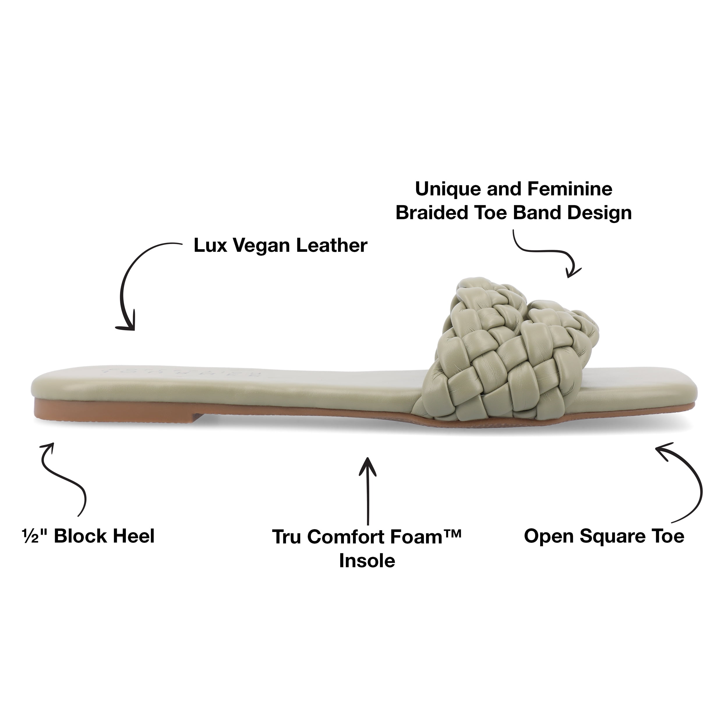 Journee Womens Sawyerr Dual Braided Band Flat Sandals, Widths Available