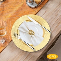 Elegant Gold Charger Plates Set 50-Pack 33cm Round PP Decorative Plates for Weddings