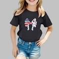 thumbnail image 2 of Big Kid Girl's 4th Of July Patriotic Short Sleeve T Shirt Cute Independence Day Flag Print Tee Comfortable Casual Summer Top For Toddler Kids Top Teen Girl Books Girls Winter Tops 11-12 Years Black, 2 of 4