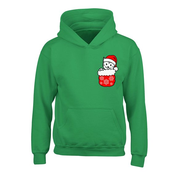 Awkward Styles Christmas Hoodies for Kids Youth Little Xmas Cat Sweatshirt Pocket Print