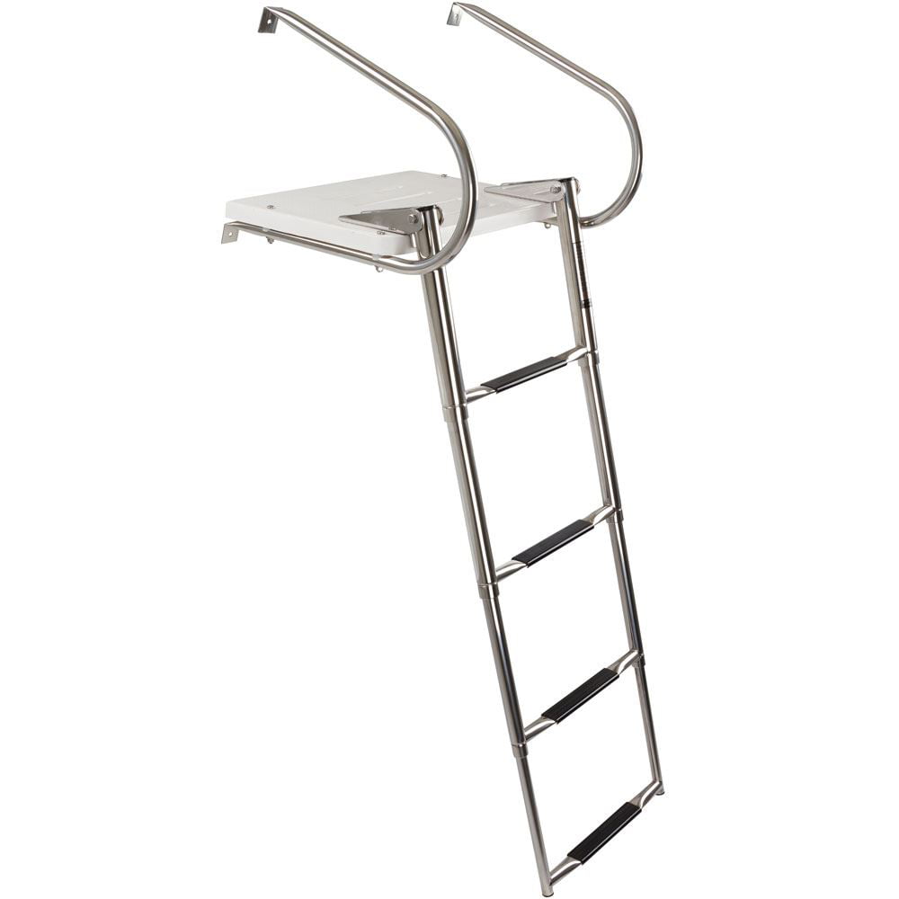 4-Step Stainless Steel Telescopic Marine Boat Ladder Over Platform Top Quality