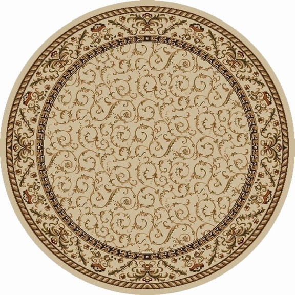 Radici Usa Como Area Rug 1599 Ivory Italian Bordered 5' 3" x 5' 3" Round