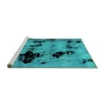 thumbnail image 2 of Ahgly Company Machine Washable Indoor Round Abstract Turquoise Blue Modern Area Rugs, 7' Round, 2 of 4