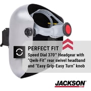 Jackson Safety Welding Helmet - Passive - Super Tuff Nylon - Lift Front - 2 x 4.25 Viewing Area - Shade 10 - 370 Speed Dial Headgear - Silver - 280PL Series