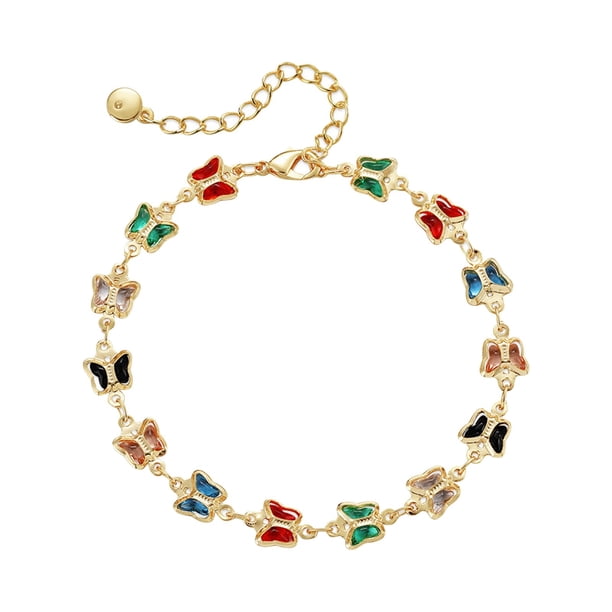 Chapado en oro de colores pulsera de diamantes de imitación tobillera Zirconia pulseras para las mujeres