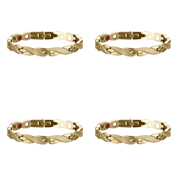 Pulsera Pareja Terapia Magnética Twisted Dragon Brazaletes Desmontables (oro)