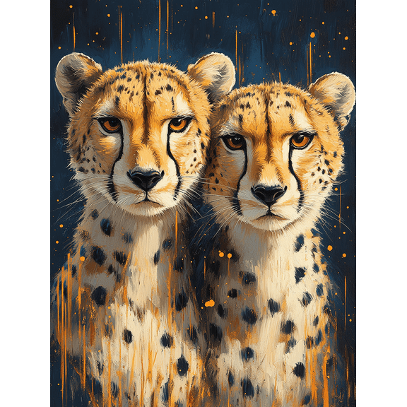 Cheetah Couple Canvas Painting,Perfect for Living Room,Bedroom,Office,Hallway,and Dining Room Decoration