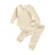 thumbnail image 2 of Conjunto de 2 piezas de ropa para bebé, ribete de encaje, manga larga, mameluco, pantalones de color sólido para niñas (albaricoque / 3-6 meses) Nituyy conjunto de ropa-GLKJ5384-FT56013B2, 2 of 6