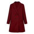 thumbnail image 5 of SuTry Women's Wool Coat, Double Breasted Notched Lapel Long Sleeve, Solid Color Slim Fit Mid Length Winter Overcoat, Everyday Business Casual Outerwear, 5 of 9