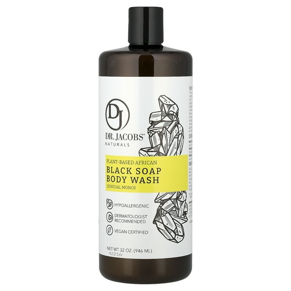 Dr. Jacobs Naturals Plant-Based African Black Soap Body Wash, Sensual Monoi, 32 oz (946 ml)