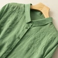 thumbnail image 4 of ZyeKqe Summer Tops for Women Dressy Casual Cotton Linen Shirts Embroidery Button down Blouse 3/4 Sleeve TopM-XXL, 4 of 6
