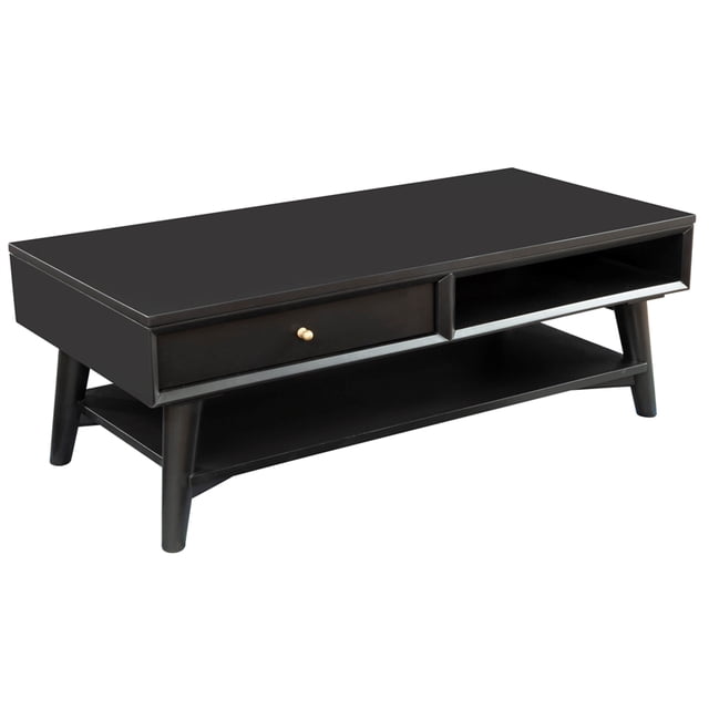 Alpine Furniture Table Basse 1 Tiroir en Bois Flynn Noir