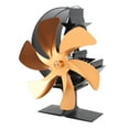 thumbnail image 2 of Ventilador de estufa de 6 aspas, ventilador para hogar alimentado por calor, circulación rápida del viento, ventilador termoeléctrico con patrón de media luna para quemador de leña, dorado, 2 of 5