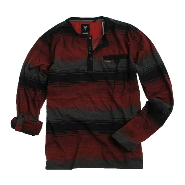 Univibe Mens Ls Stripe Henley Shirt, Negro, Mediano Univibe henley