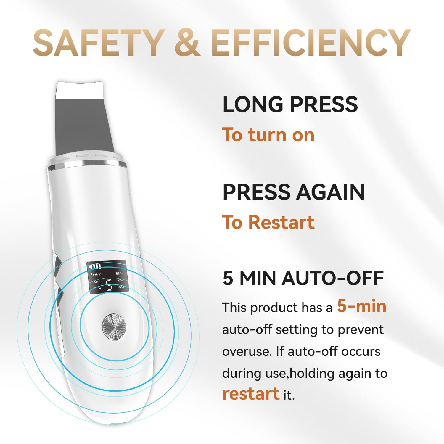 Ultrasonic Skin Scrubber Face Spatula Pore Cleaner 4 Modes Blackhead Remover