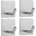 thumbnail image 1 of Ganchos adhesivos de acero inoxidable para toallero, baño y sala de estar, 4 unidades, sin necesidad de taladrar, color plateado mate, 1 of 1
