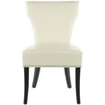 thumbnail image 3 of SAFAVIEH Jappic Contemporary Bicast Leather Solid Dining Side Chair, Flat Cream (Set of 2), 3 of 8