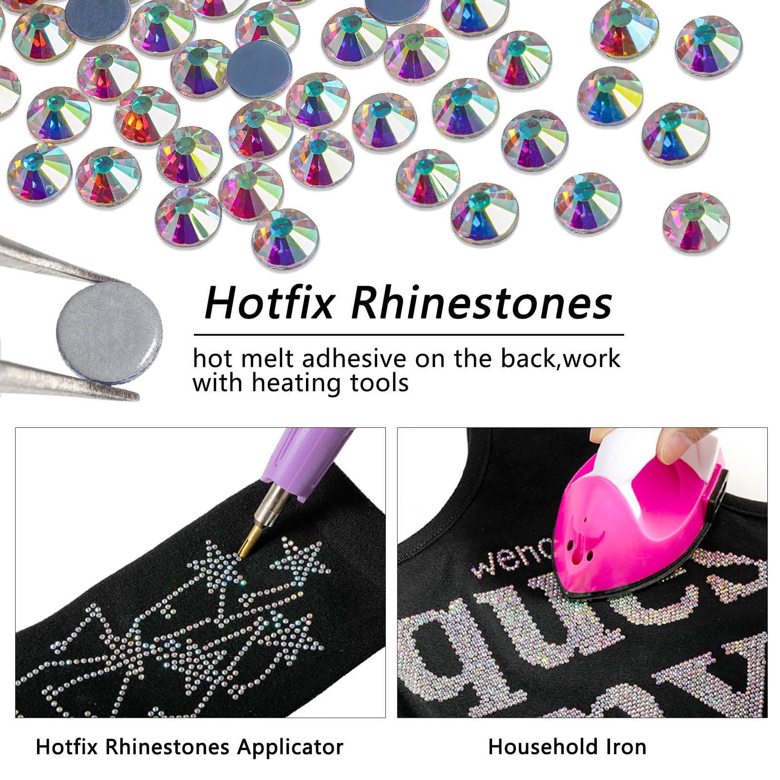 BEADSLAND 14400PCS Hotfix Rhinestones Bulk for Crafts DIY, Crystal AB, SS16