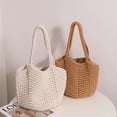 thumbnail image 3 of Nvzi Bolso de hombro tejido, bolso de mano tejido y bolso de cosméticos, bolso de mano tejido elegante para playa de verano, 11,81 x 9,84 pulgadas, morado, 3 of 4