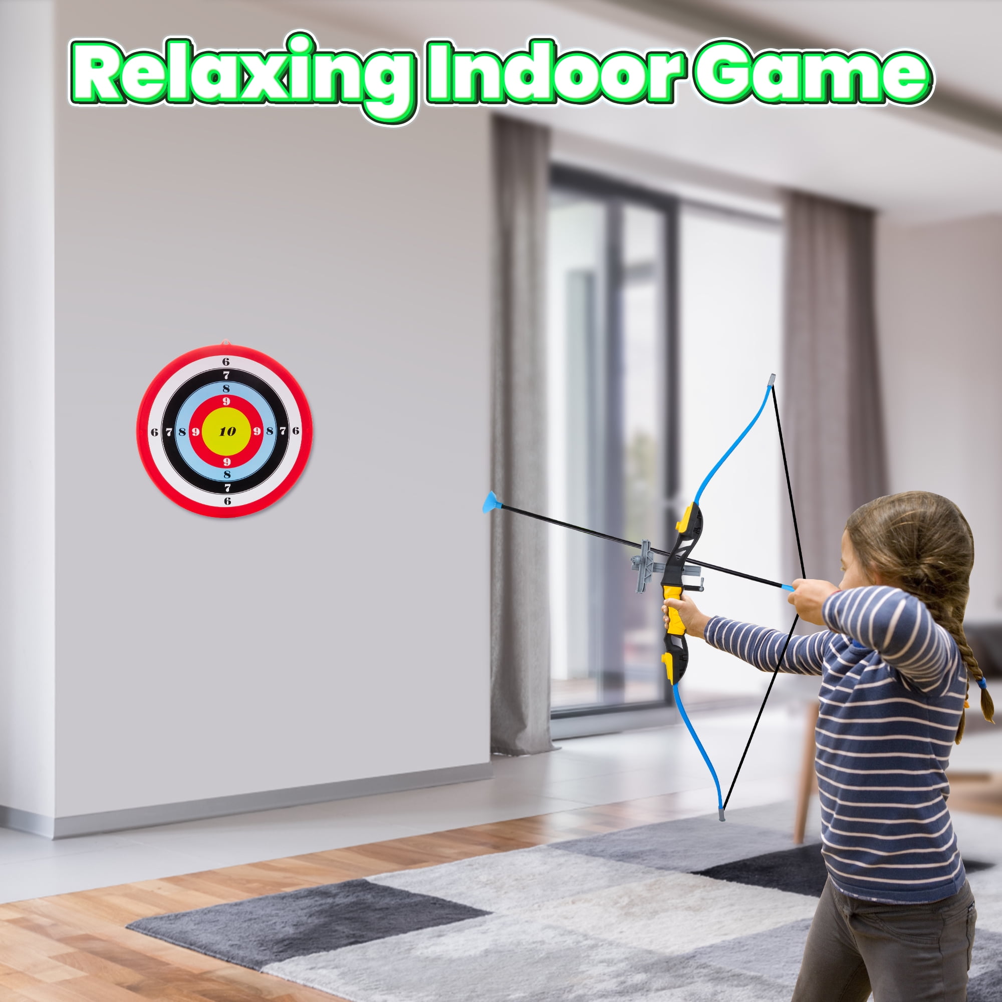 Contixo Bow and Arrow Set for Kids, Archery Toy with Infrared Aiming Assist, Outdoor Games, Green/Blue, 2 Pack