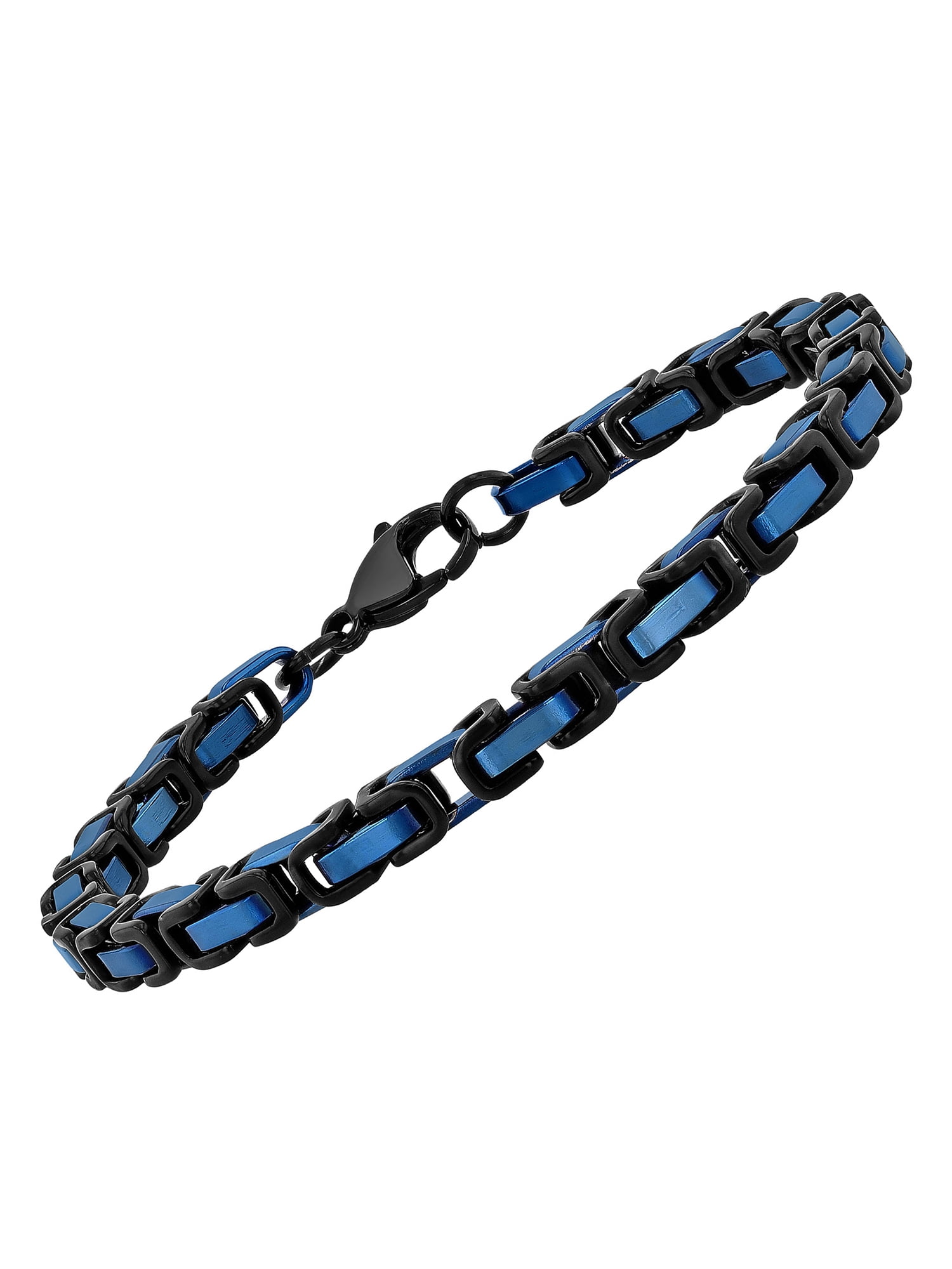 Men's Black & Blue Stainless Steel Link Bracelet