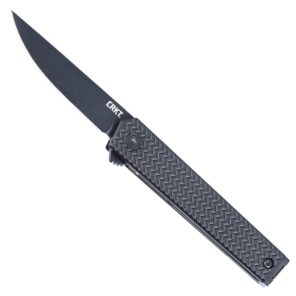 CRKT CEO Microflipper Everyday Carry EDC Pocket Folding Knife with Liner Lock: D2 Plain Edge Blade, Aluminum Handle, Reversible Pocket Clip, 7081D2K