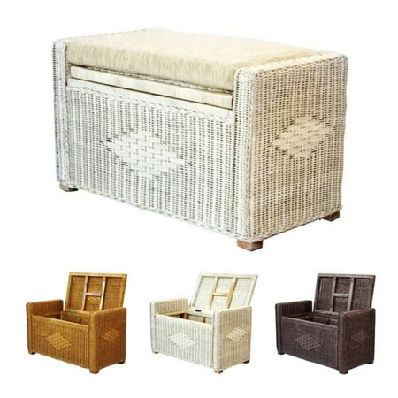White Wicker Cedar Chest SK New Interiors Bruno Rectangular Chest Ottoman 32