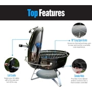 Slow N Sear 18” Black Charcoal Kettle Grill with Patented Charcoal Basket for 2-Zone Cooking & EasySpin Grate