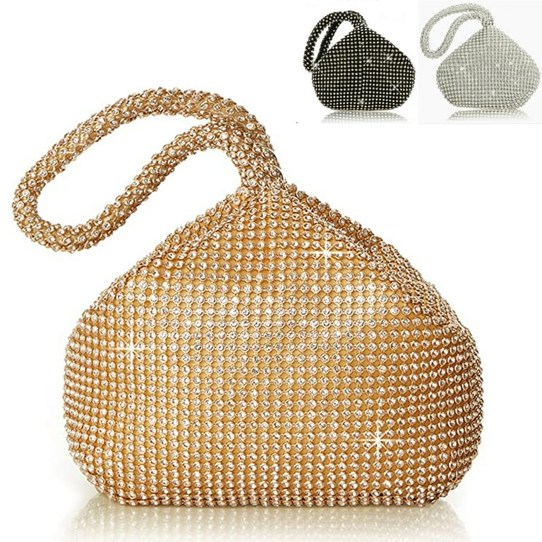Vintage Gold Beaded Clutch with Compact