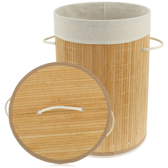 Bamboo Laundry Basket with Lid for Storing Dirty Clothes Laundry Hamper with Removable Liner Handle Clothing Bin for Bathroom