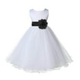 thumbnail image 2 of Ekidsbridal Girl Bridesmiad Flower Girl Dress - White Satin Tulle with Tiebow 829T-A (Size: S-12), 2 of 3