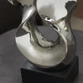 thumbnail image 5 of 10" x 27" Silver Ceramic Wave Abstract Sculpture with Black Wooden Base, by DecMode, 5 of 19
